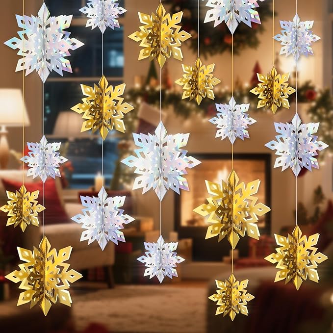 Benbilry 3D Hanging Snowflake Decorations - Image 8