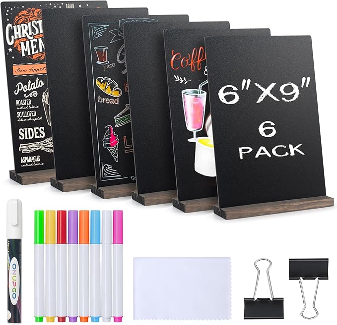 ONUPGO Mini Chalkboard Signs, 6 x 9 Inch Vintage Tabletop Chalk Board Sign by ONUPGO