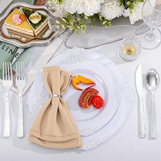 300Pieces Silver Plastic Silverware - Image 4