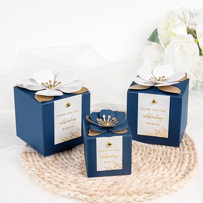 FEIYI 20 PCS Navy Blue Gift Boxes, 3 In 1 Favor Boxes - Image 7