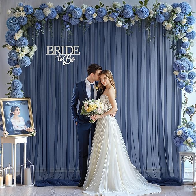 10ft X 10ft Navy Blue Tulle Backdrop Curtain - Image 4