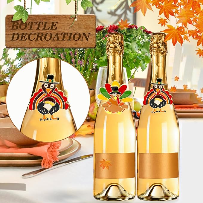 KPOSIYA Thanksgiving Napkin Rings Set of 6, Turkey Napkin Rings Vintage Alloy - Image 3