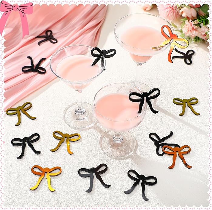 36 Pcs Bow Drink Markers Acrylic Drink Tags Bowknot Wine Glass Charms - Image 5