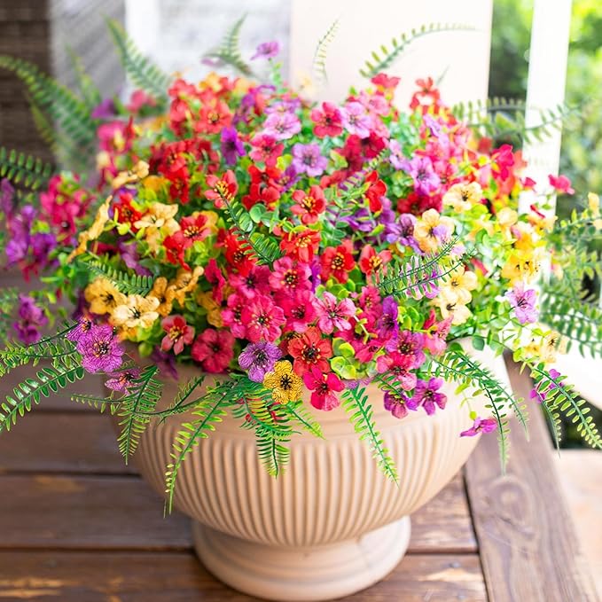 HyeFlora Artificial Faux Outdoor Flowers Plants - Image 5