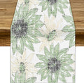 Chrysanthemum Vintage Floral Table Runner, Elegant Yellow Sunflower Spring by ShiTingYu