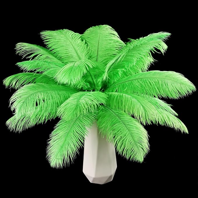 THARAHT Green Ostrich Feathers 24pcs Natural Bulk 8-10Inch 20cm-25cm by THARAHT