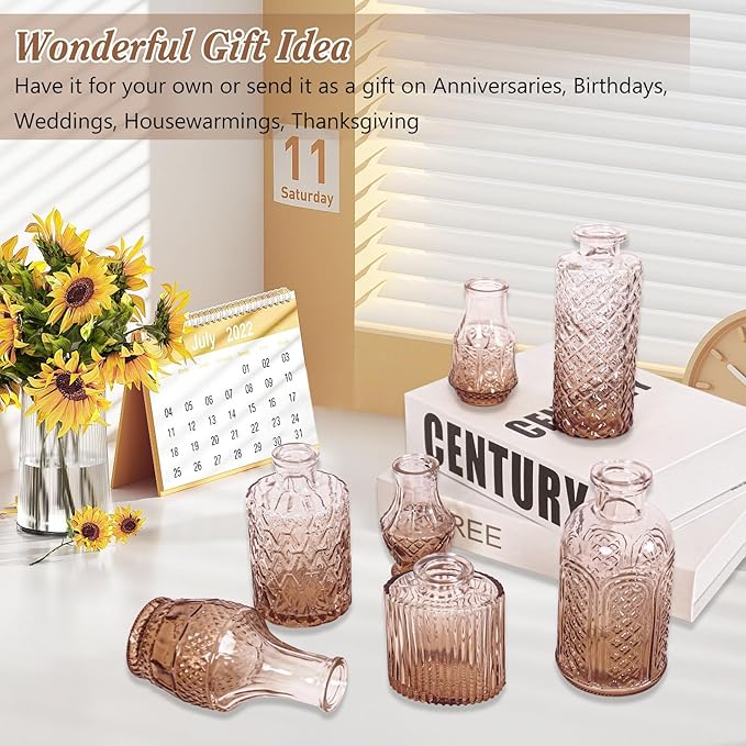 Set of 40 Glass Bud Vases, Small Amber Glass Vases in Bulk, Mini Vintage - Image 4