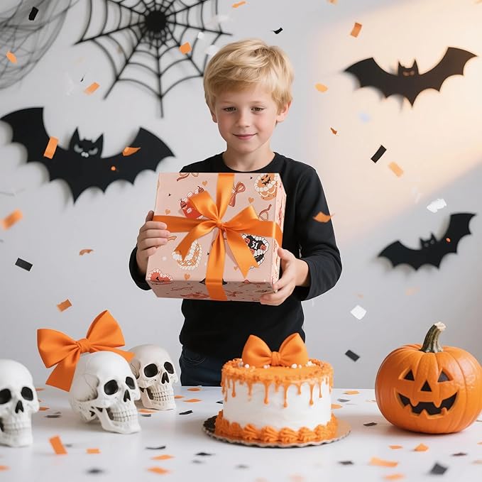 LeZakaa Halloween Cake Wrapping Paper Roll, Cute Halloween Cakes - Image 5