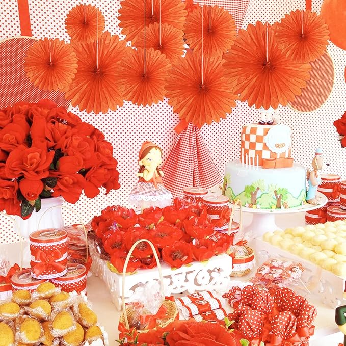 20 Pcs Orange Hanging Paper Fan, Hanging Honeycomb Round Paper Fans - Image 5