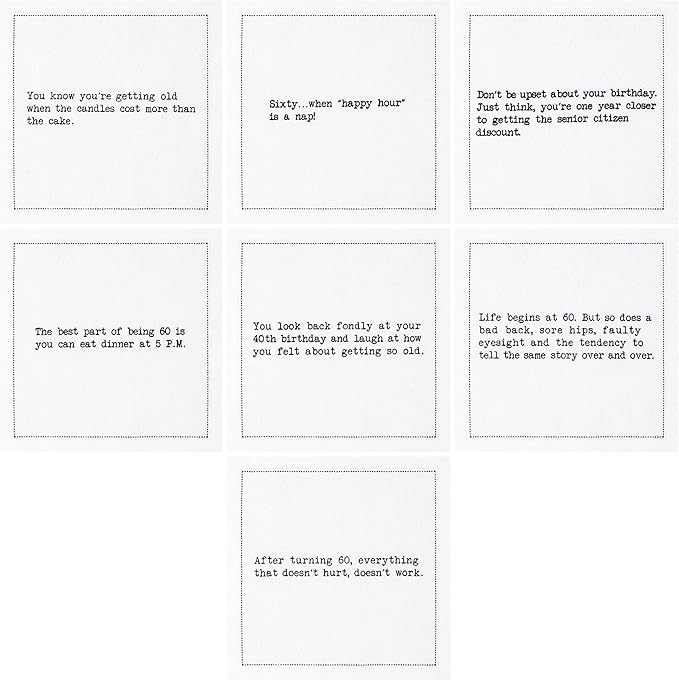 Five Star Napkins 60th Birthday Quotes White Cotton Cocktail Napkins, Beverage - Image 4
