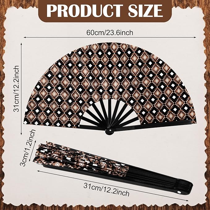 Thyle 6 Pcs Large Folding Fan for Line Dancing Bulk Boots on The Ground Hand - Image 2