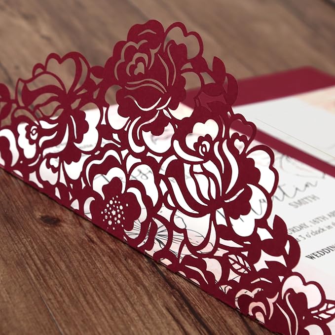 DORIS HOME 50pcs Laser Cut Wedding Invitation Pockets - Image 5
