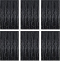 Black Foil Fringe Curtain 3.3×8.3FT 6 Packs, Metallic Tinsel Curtains Party by Acuteye