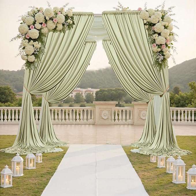 10 ft x 10 ft Wrinkle Free Sage Green Backdrop Curtain - Image 6