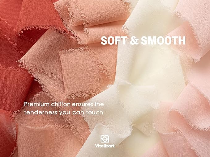 Vitalizart Chiffon Silk Ribbon 1 1/2 Inch x 75 Yd Handmade Frayed Edge Assorted - Image 3