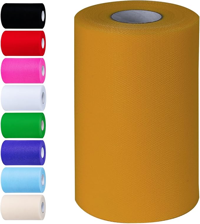 Gold Tulle Fabric Rolls 6 Inch by 100 Yards Tulle Roll Spool Fabric by Unknown
