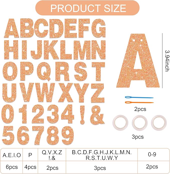 BEISHIDA 116 PCS Glitter Color Orange DIY Letter Banner Kit Make Your Own - Image 3