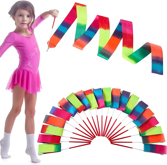 JOYIN 20 Pcs Ribbon Dancing Wands Party Favors Set, Dance Ribbon Gymnastics by JOYIN