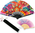 Rave Fan - Large Folding Fans - Holder - Floral Paradise Design by MellohD