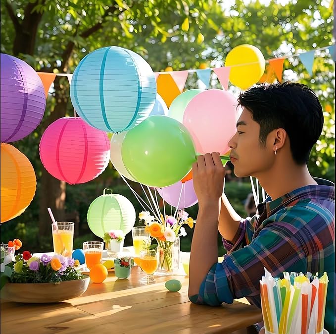 Paper Lanterns Decorative 15pcs Pastel Colorful Theme Party Decorations - Image 2