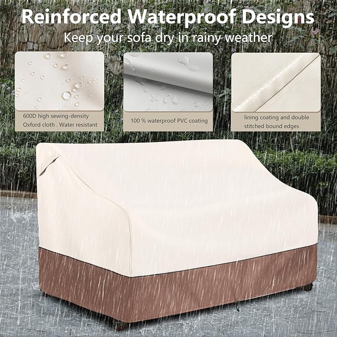 Okcool Heavy Duty Patio Sofa Cover, 100% Waterproof 3-Seater Outdoor Sofa Cover - Image 5