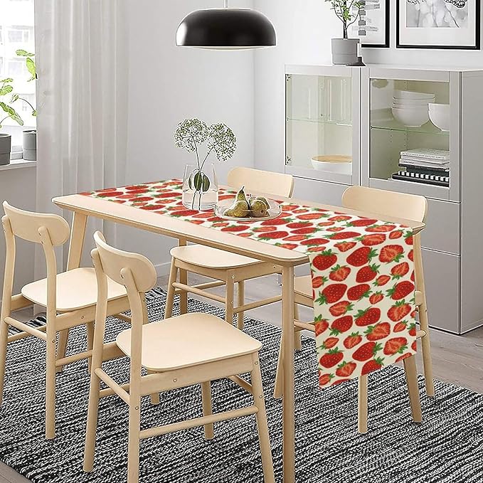 Strawberry Table Runner, Spring Summer Fruit Print Table Runner - Image 3