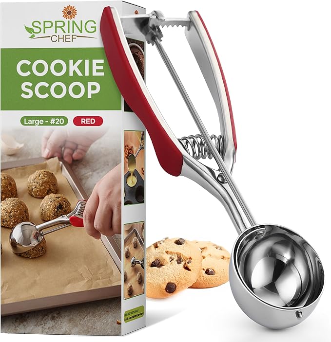 Spring Chef Red Large Stainless Steel Cookie Scoop by SpringChef