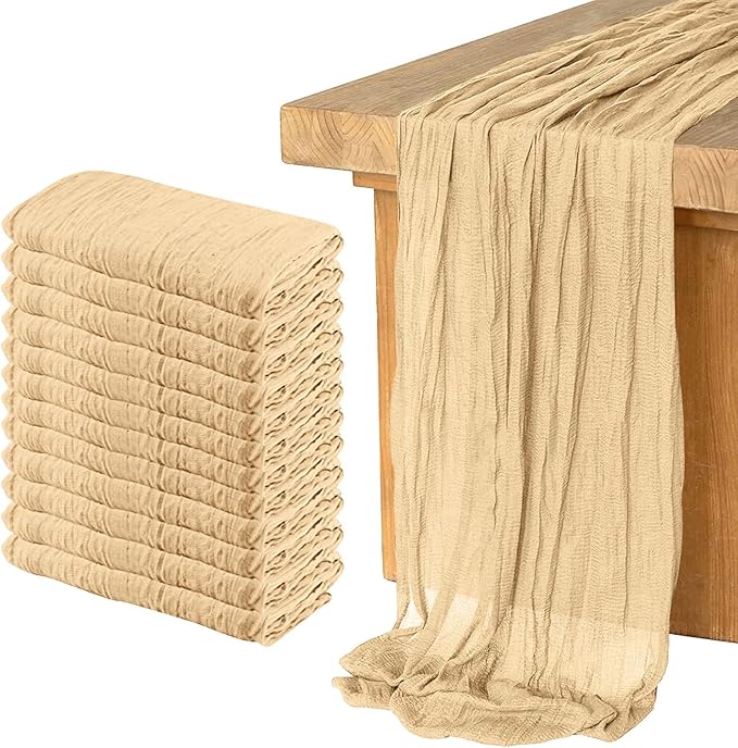 12 Pack Cheesecloth Table Runner, Runner Gauze Boho Wedding Decor Romantic by HOME