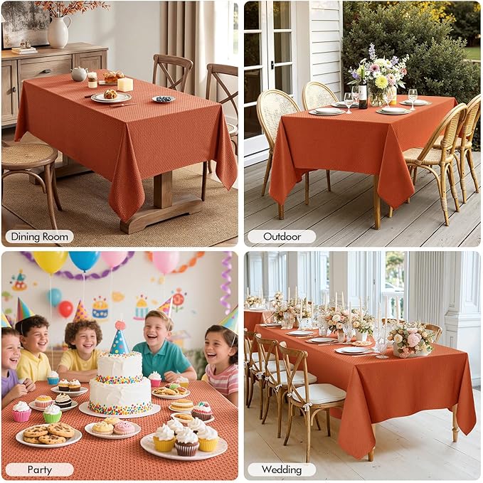 MIULEE Fall Tablecloth Burnt Orange Linen Cottton Table Cloth Rectangle - Image 6