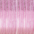 Crosize 8 Pack 3.3 x 9.9 ft Pink Foil Fringe Curtains Party Decorations by Crosize