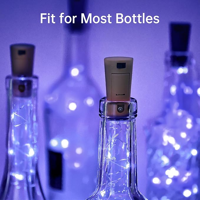 Aluan Wine Bottle Lights with Cork, Christmas Lights 10 Pack 20 LED Mini Fairy - Image 4