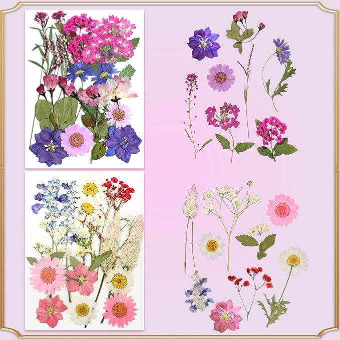 120Pcs Dried Pressed Flowers for Resin Mould Dry Flower Real Leaves Bulk - Image 4