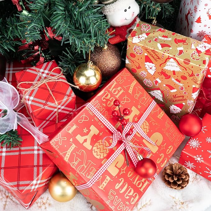 Christmas Gift Wrapping Paper Rolls, 3 Rolls 17inches x 198inches Reversible - Image 5
