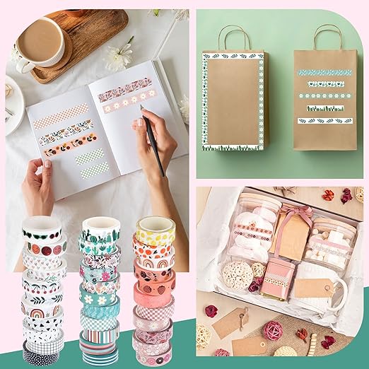 TaoBary 33 Rolls Holiday Plaid Washi Tape, 15 mm Seasonal Washi Tape Set - Image 6