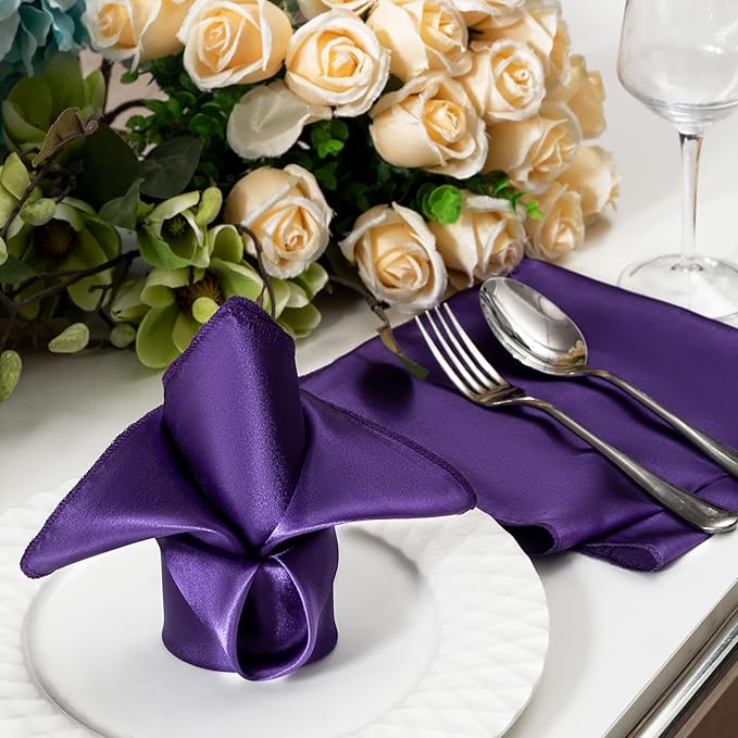 36 Pack Square Satin Dinner Napkins, 16x16 Inches Silky Soft Smooth Table Cloth - Image 6