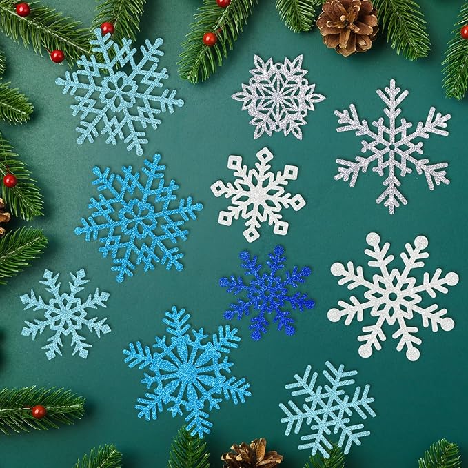Winter Snowflake Cutouts Glitter Paper Decorations - Image 7