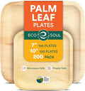 ECO SOUL Compostable 7 & 10 Inch Palm Leaf Square Plates Like Bamboo Plates | by ECOSOUL