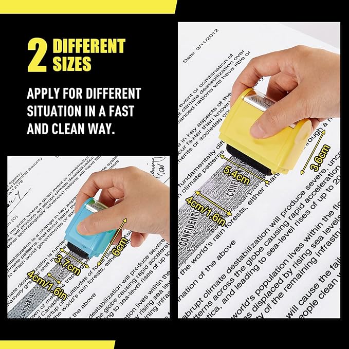 Mimorou 4 Pack Identity Theft Protection Roller Stamps Kit Confidential Privacy - Image 5