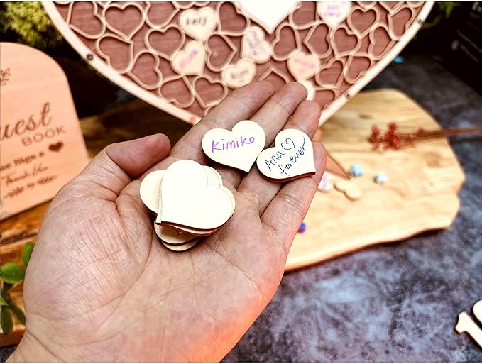 Wedding Guest Book Unique Wooden Heart Alternative GuestBook Bridal Shower - Image 5