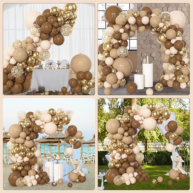 Amandir 153pcs Brown Balloon Garland Arch Kit, Different Sizes 18 12 10 5 inch - Image 6