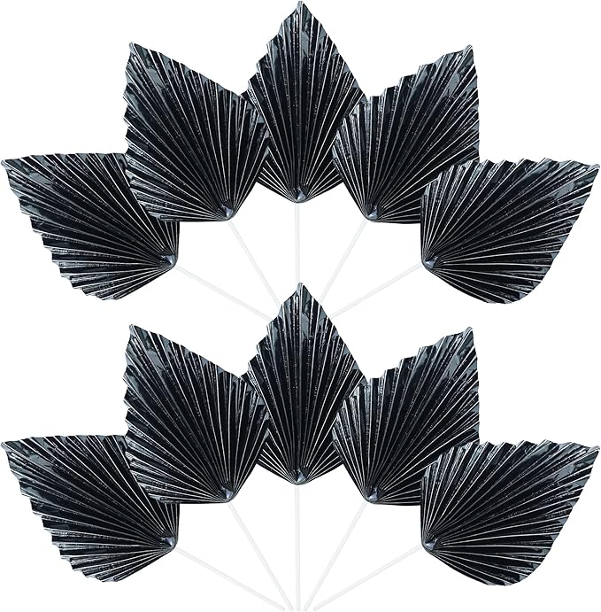 Ephlyn 6Pcs Paper Palm Leaves Fan Cake Toppers Palm Leaf Fan Cake Picks Craft - Image 3