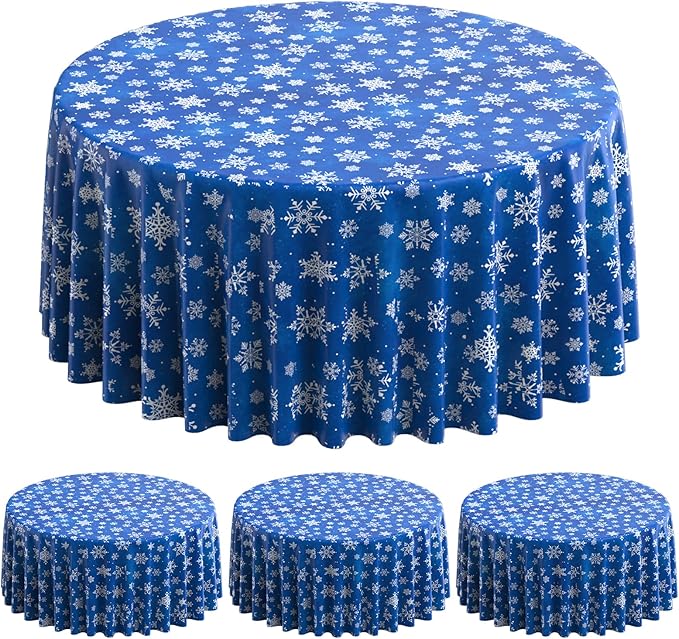 Jectivs 3 Pieces Christmas Snowflake Plastic Party Tablecloth Decorations by JectivsPartyDecorations
