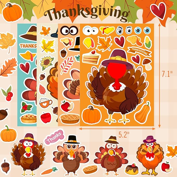 32 Sheets Thanksgiving Stickers, Thanksgiving Crafts - Image 3
