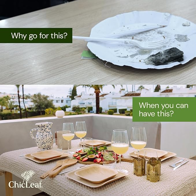 Chic Leaf Compostable & Biodegradable Palm Leaf Disposable Bamboo Plates | - Image 6