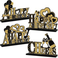 4 Pieces Anniversary Decorations Wooden Table Centerpieces, 10th 20th 30th 40th by Eiurteao