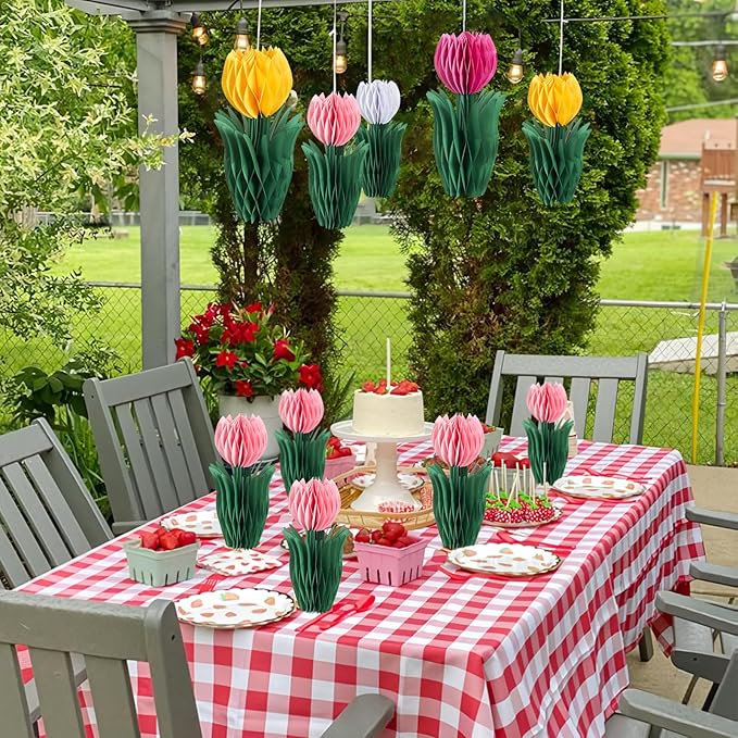 SUNBEAUTY 8 PCS Flower Honeycomb Decor Tulips Table Centerpieces Spring Decor - Image 5