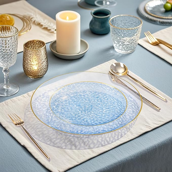 Rubtlamp 100 Pcs Blue And Gold Plastic Plates - Image 4