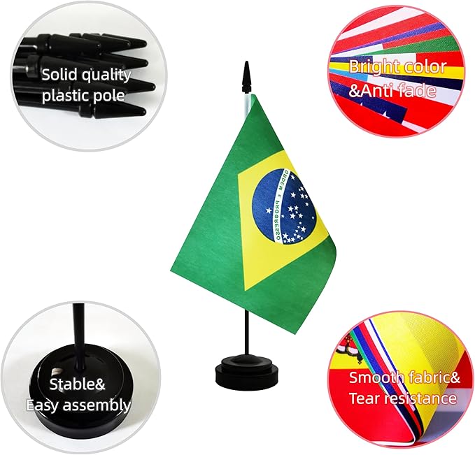 2 Pack Brazil Desk Flag, Brazilian Table Office Flag - Image 3