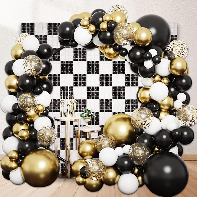 24PCS Black White Shimmer Wall Backdrop, Square Sequin Photo Backdrops Panel - Image 4