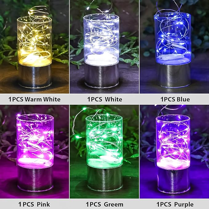 HXWEIYE 6 Pack Multicolor Fairy Lights Battery Operated, 7ft 20LED Mini Fairy - Image 4